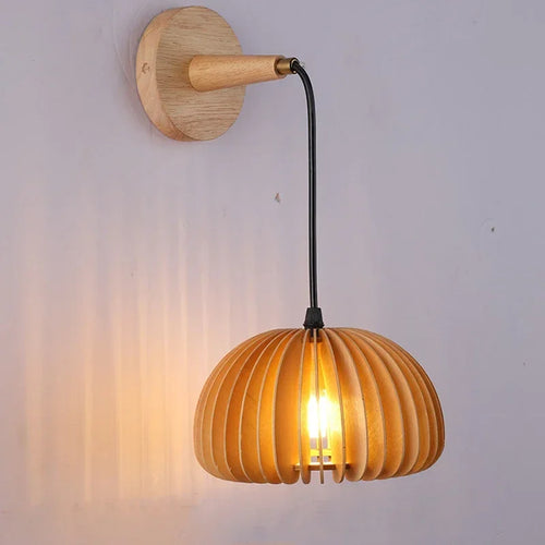 applique murale led en bois style japonais pour décoration intérieure - vue 7 sur 10