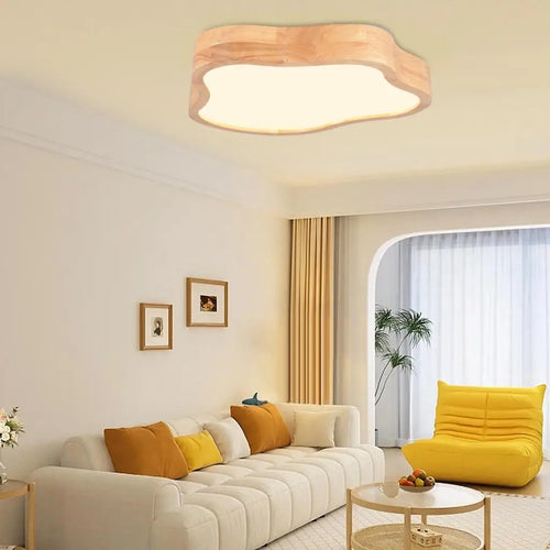plafonnier led moderne en bois forme de nuage