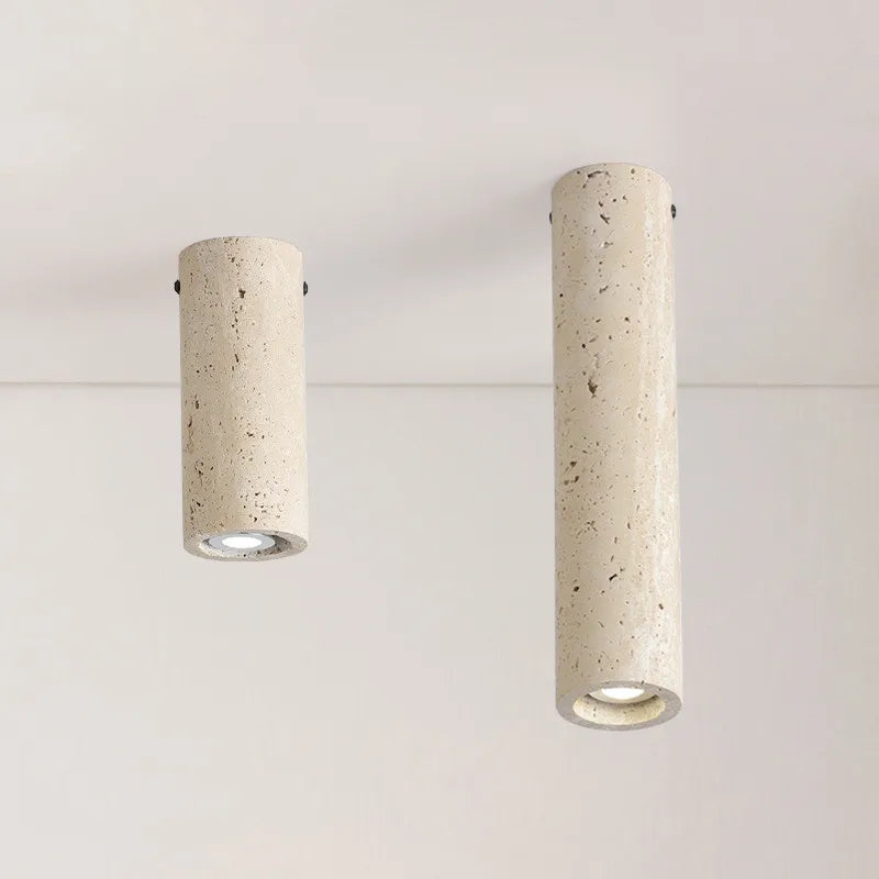 Spot Style Wabi-Sabi Style travertin jaune plafonnier cylindrique moderne minimaliste entrée allée lampe créative B &amp; B rétro lampes - vue 2 sur 8