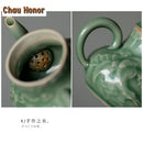 Théière céladon yue kiln dragon phénix relief filtre