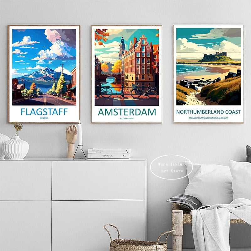 affiche de voyage en toile paysages urbains célèbres