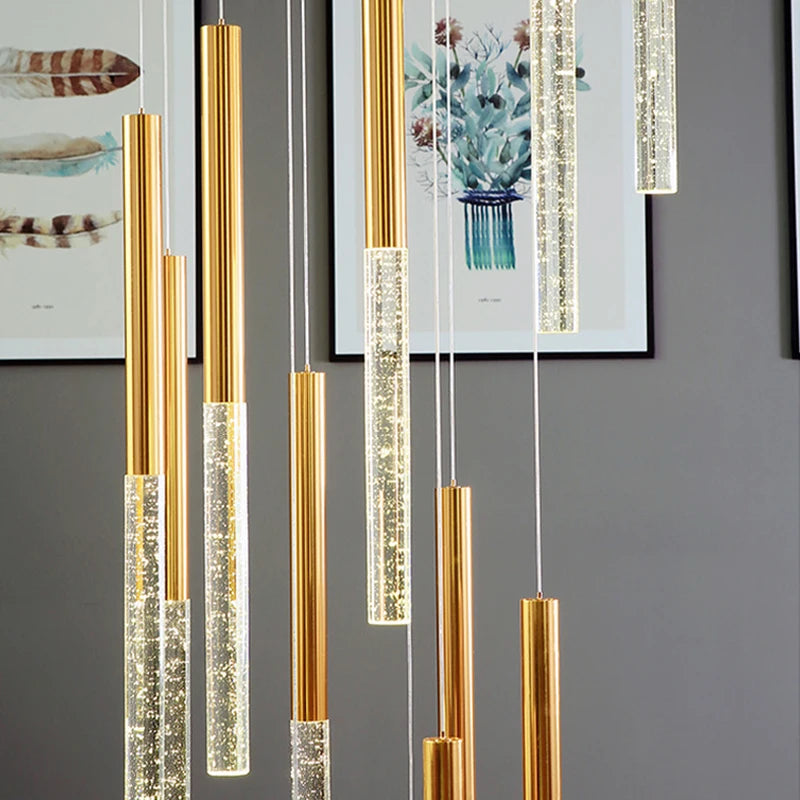 lustre en cristal led pour escalier moderne éclairage décoratif élégant - vue 5 sur 12