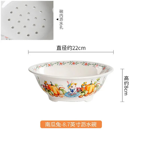 Assiette ceramique motif citrouille lapin style jardin