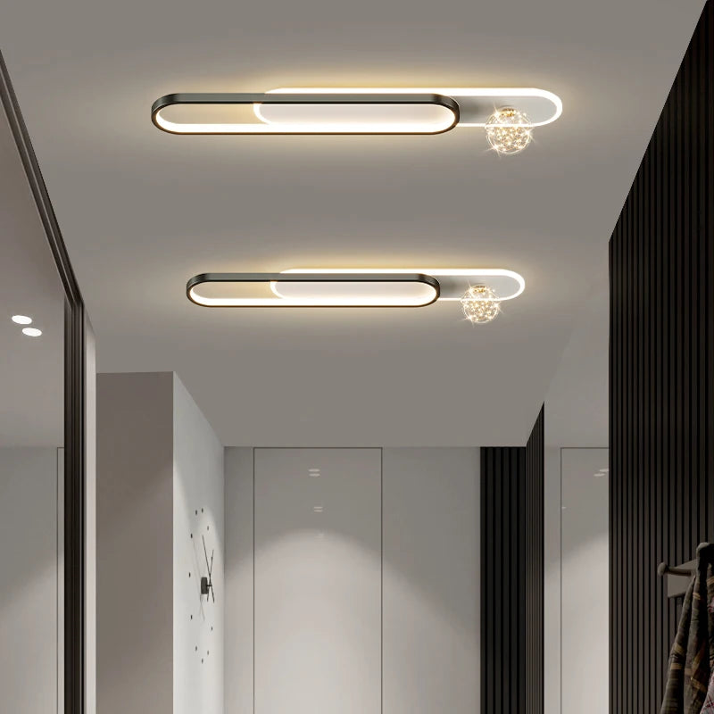 lustre moderne de luxe simple étoilé longue bande encastrée