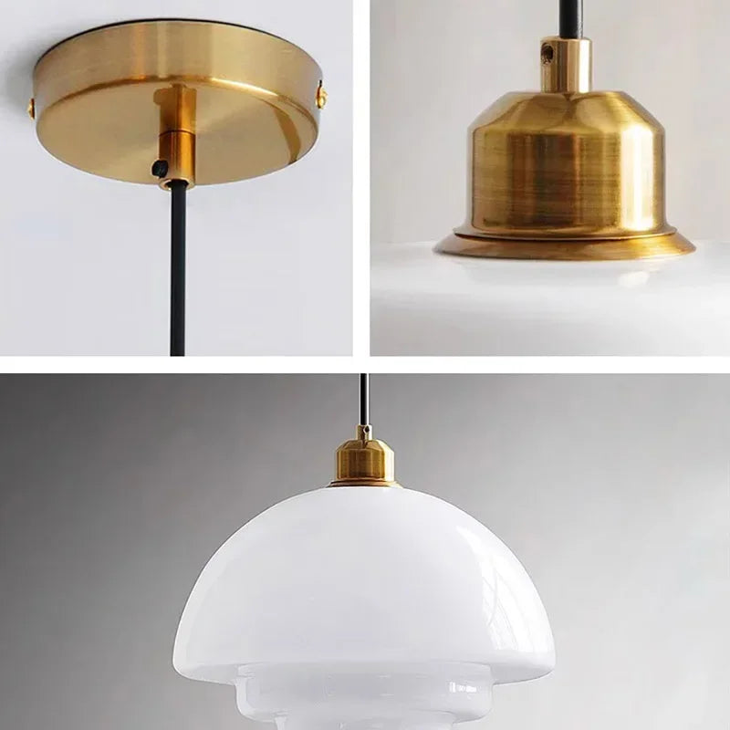 suspension décorative en verre de lait style nordique moderne - vue 5 sur 9