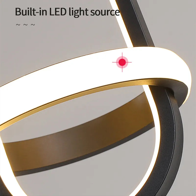 Suspension LED moderne lumières noir/or Lustre Table salle à manger cuisine Lustre lampe suspendue luminaire décor à la maison éclairage intérieur - vue 6 sur 7
