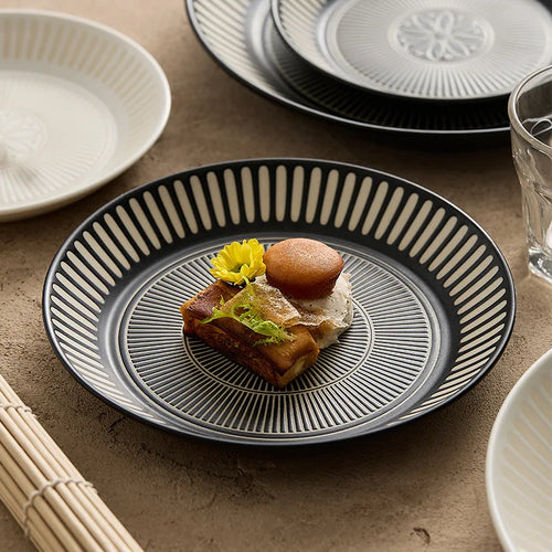 Assiette ceramique japonaise retro relief vaisselle artistique