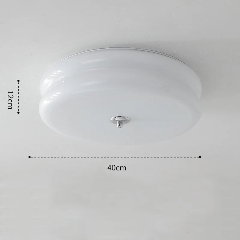 Plafonnier rétro français en verre crème pour chambre à coucher - vue 9 sur 9