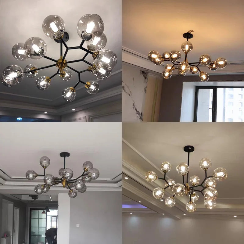 lustre moderne en verre avec éclairage led élégant - vue 7 sur 14