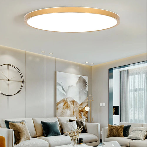 plafonnier plat design en bois doré carré moderne pour intérieur - vue 7 sur 16