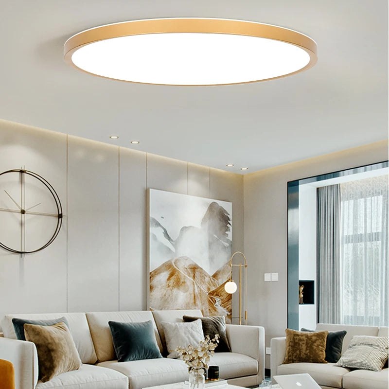 plafonnier plat design en bois doré carré moderne pour intérieur - vue 6 sur 16
