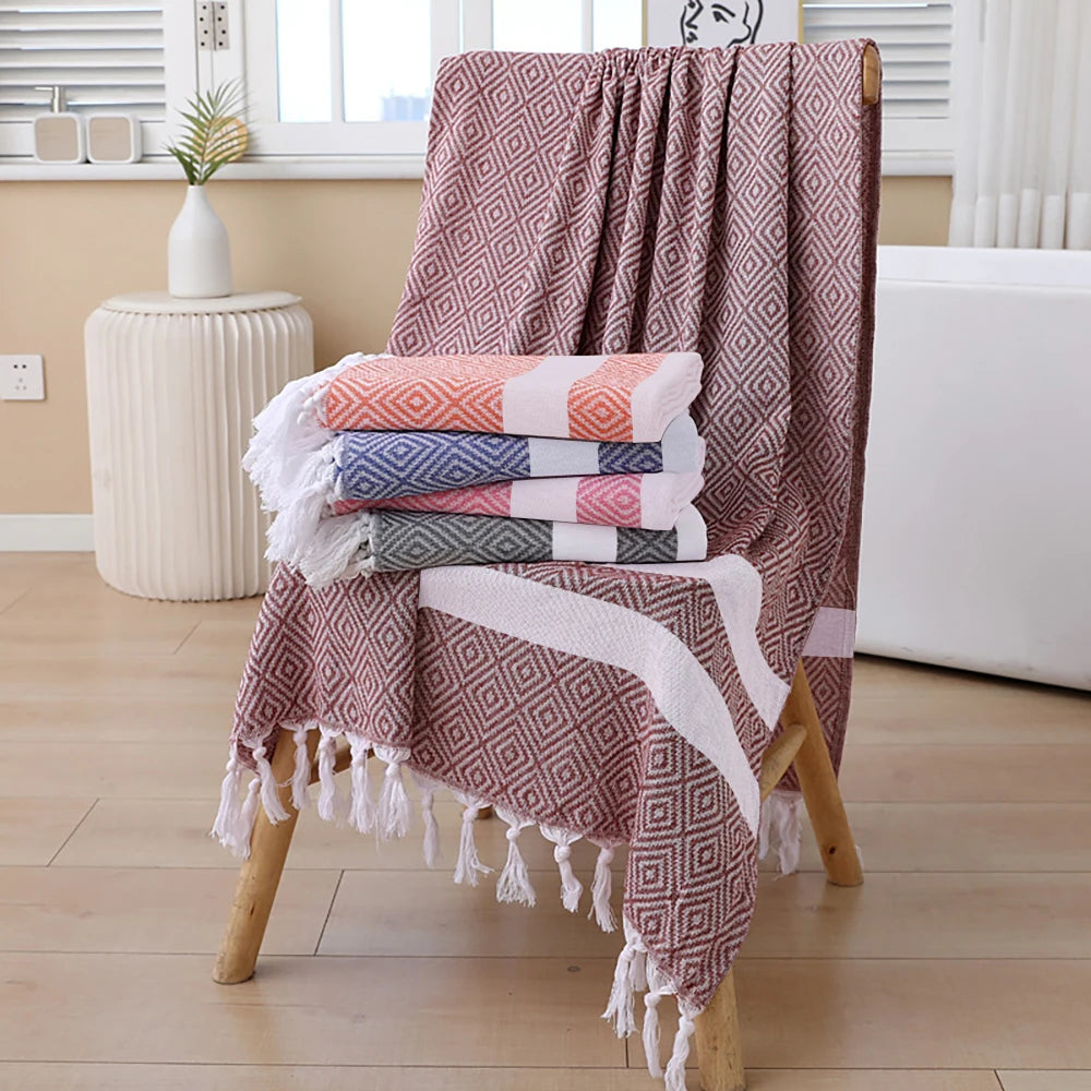 serviette de plage turque coton motifs ethniques polyvalente - vue 3 sur 7