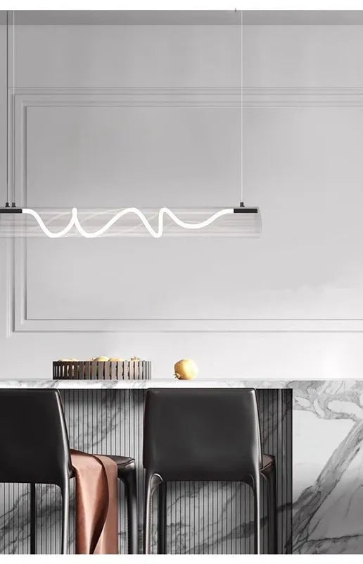 Italian designer art LED restaurant chandelier modern living room irregular long bar counter, dining table lighting fixtures - vue 5 sur 7