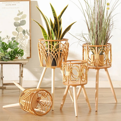 pot en rotin tressé pour plantes et fleurs décoratif et pratique - vue 3 sur 7