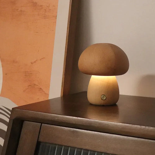 Lampe led champignon veilleuse en bois avec interrupteur tactile - vue 10 sur 11
