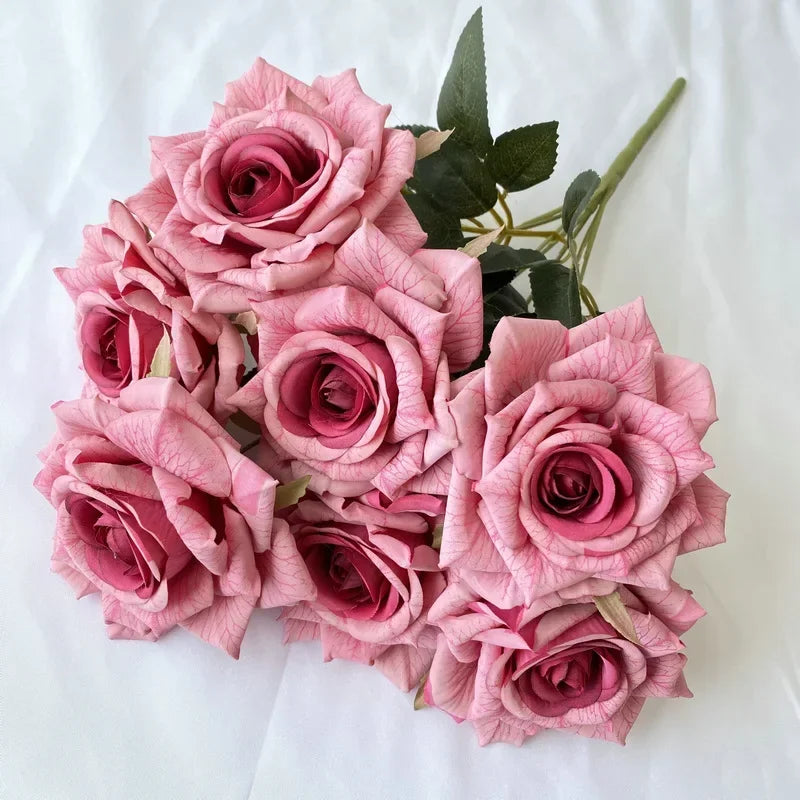bouquet de roses artificielles en soie pour décoration intérieure - vue 14 sur 17