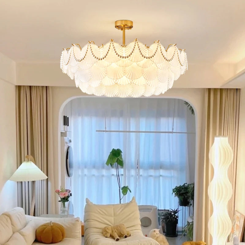lustre de luxe en forme de coquille en cristal feng shui - vue 4 sur 11