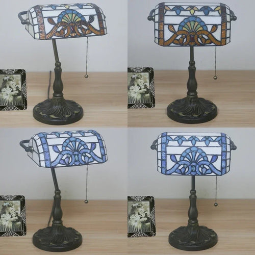 lampe à poser rétro nordique en verre teinté décor baroque méditerranéen - vue 7 sur 6