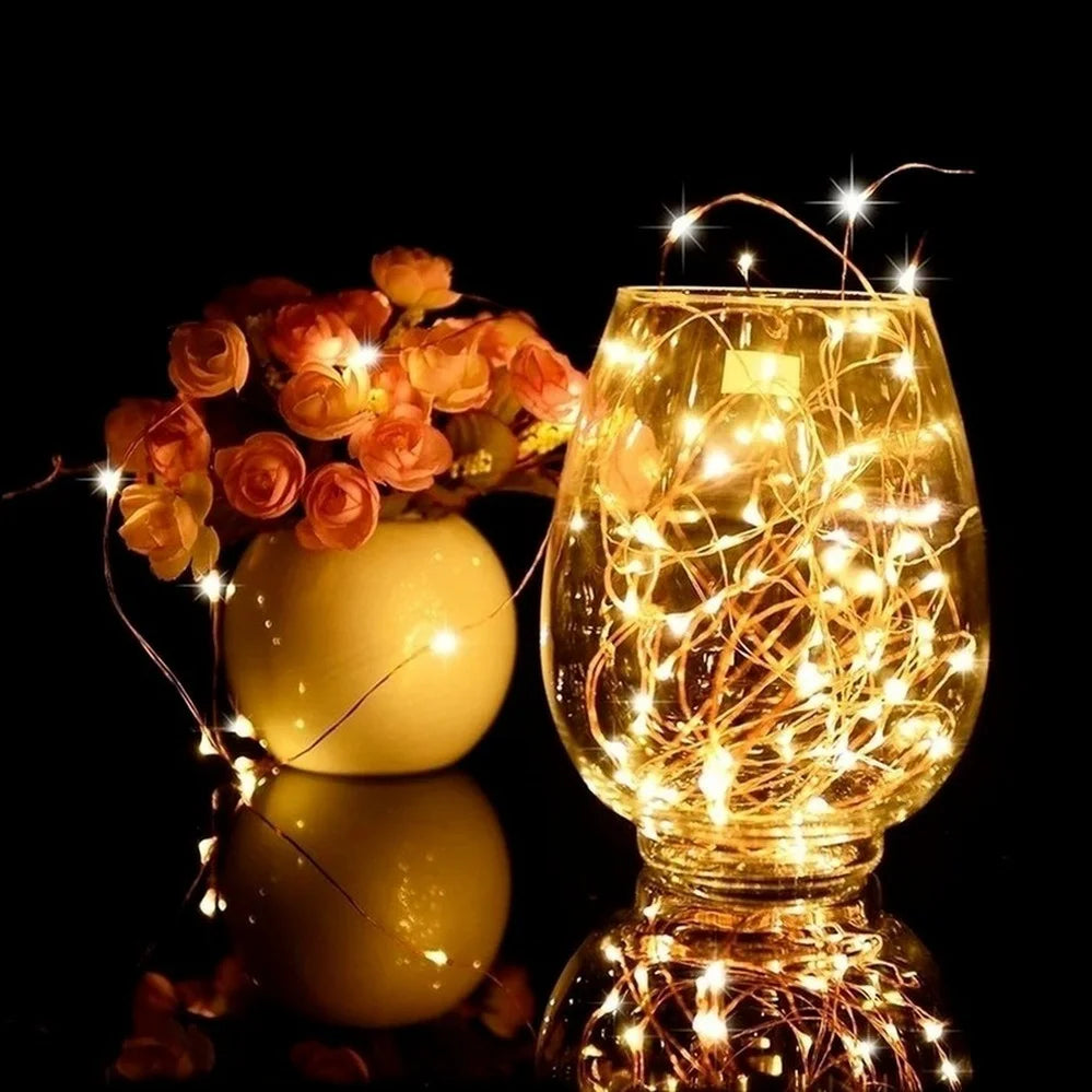guirlandes lumineuses à led en fil de cuivre pour décorations festives - vue 5 sur 12