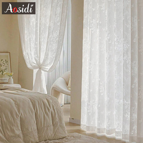 Voilage tulle floral moderne pour salon chambre fenêtre