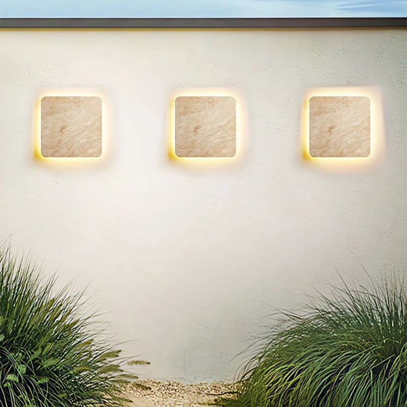 Applique murale pierre naturel Yellowstone Ip65 LED étanche carrée Villa cour entrée couloir Restaurant lumières décoratives - vue 5 sur 7