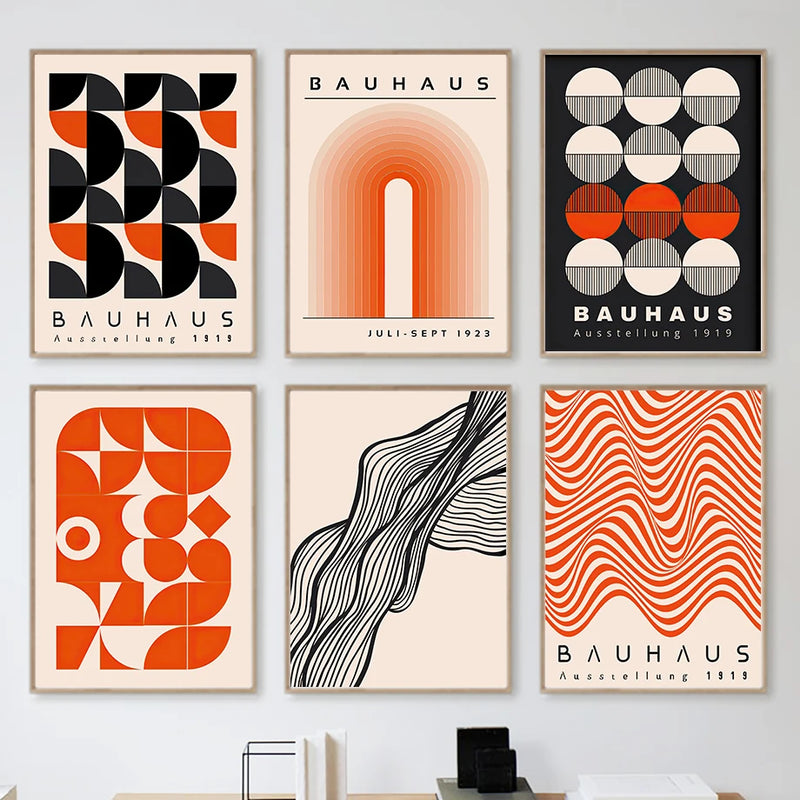 affiches art mural géométriques style bauhaus pour décoration moderne
