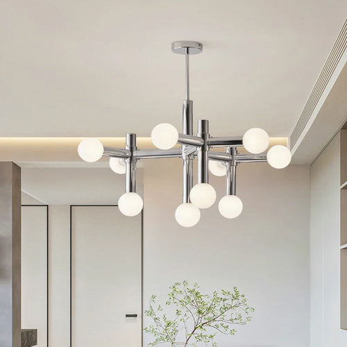 lustre chrome au design artistique pour éclairage d'intérieur