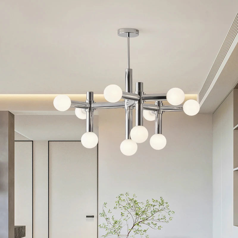 lustre chrome au design artistique pour éclairage d'intérieur - vue 5 sur 7