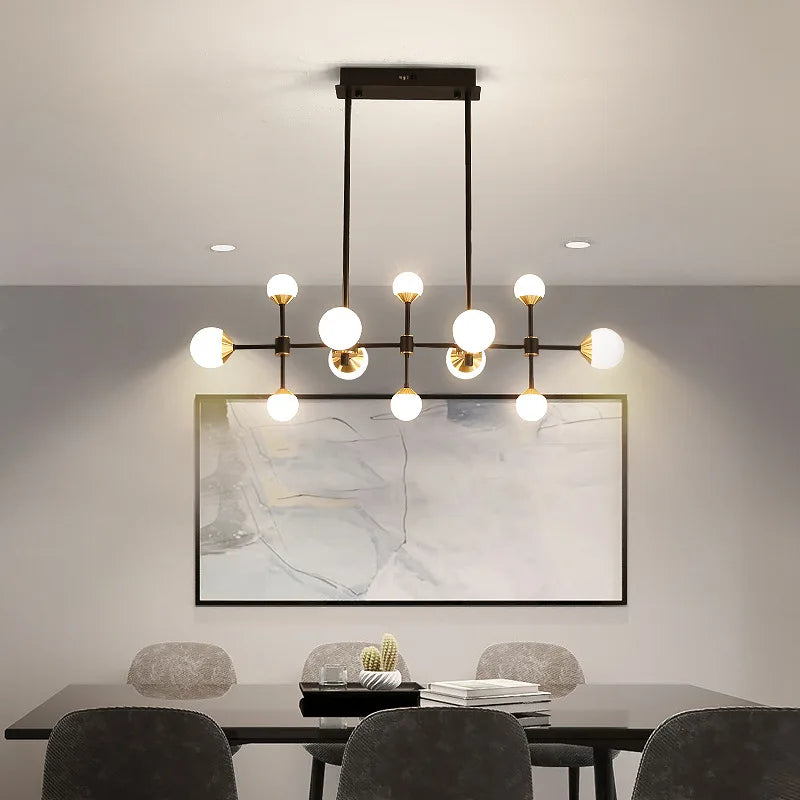 lustre moderne en boule de verre design nordique créatif luxe - vue 4 sur 13