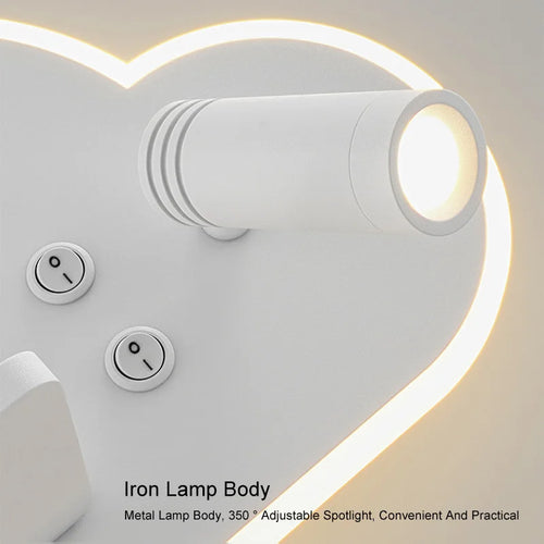 lampe de lit led multifonction avec chargeur sans fil usb