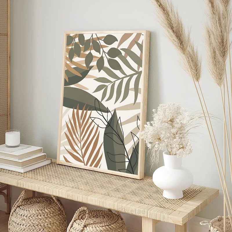 affiche artistique de feuilles de palmier pour décoration intérieure