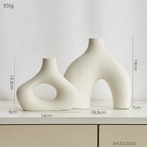 lot de 2 vases en céramique nordique pour décoration moderne - vue 7 sur 7