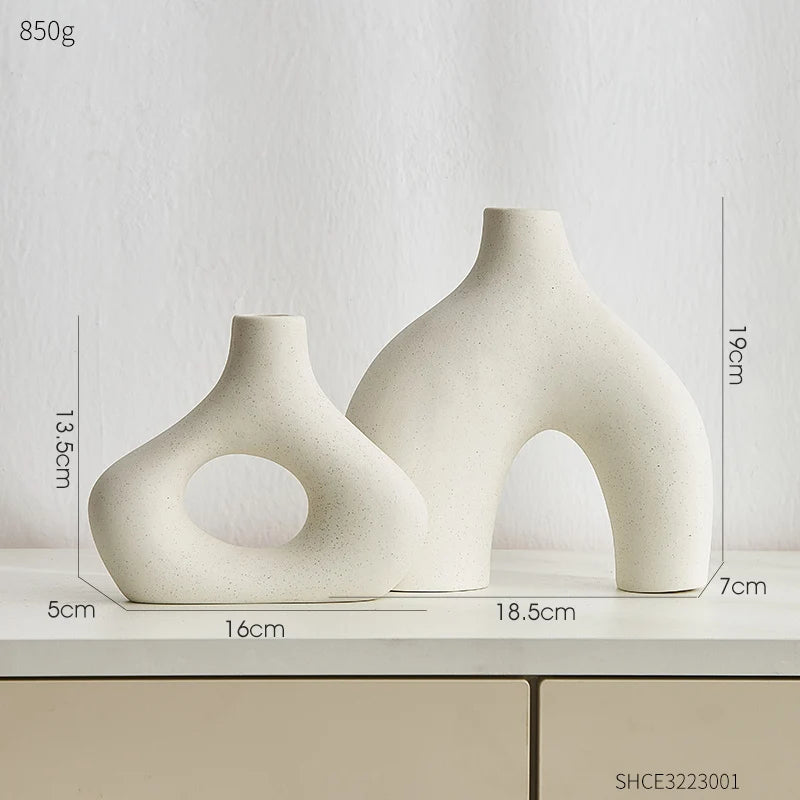lot de 2 vases en céramique nordique pour décoration moderne - vue 7 sur 7