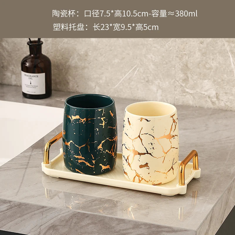 tasse en céramique marbrée haut de gamme pour couples décorative - vue 13 sur 26