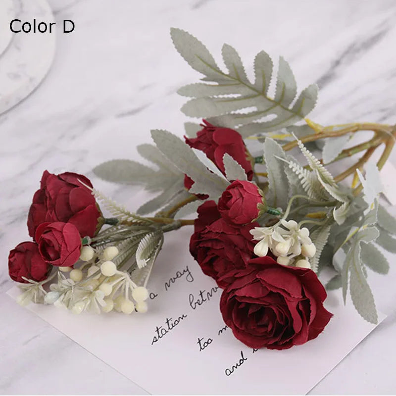 bouquet de roses artificielles en tissu pour déco mariage et maison - vue 10 sur 14