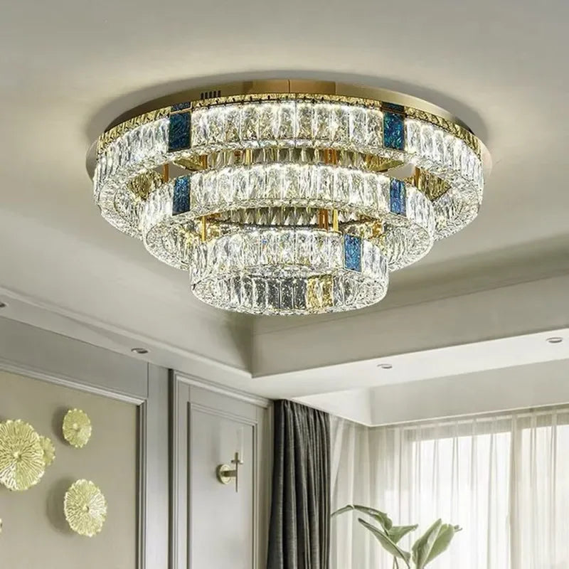 plafonnier en cristal de luxe à led pour décoration intérieure - vue 3 sur 15