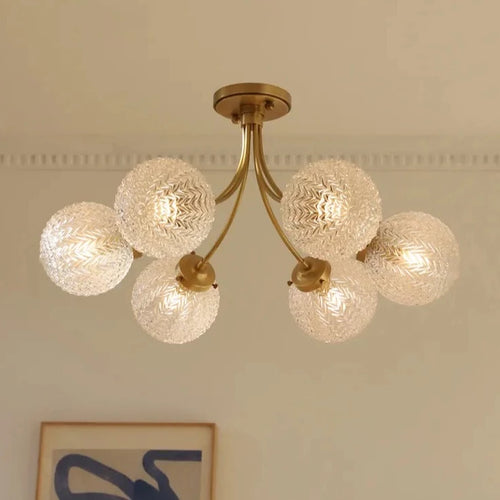 Plafonnier doré style américain de luxe avec boules