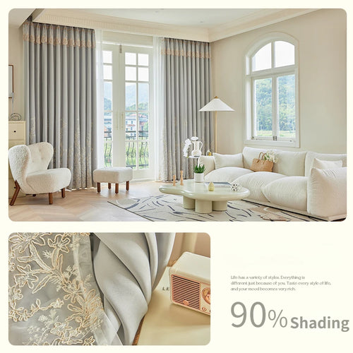 Rideau occultant motif floral style simple salon chambre - vue 13 sur 12