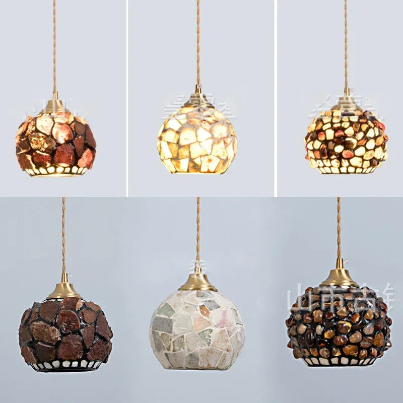 lustre en verre coquillage pour un décor bohème nordique - vue 6 sur 9
