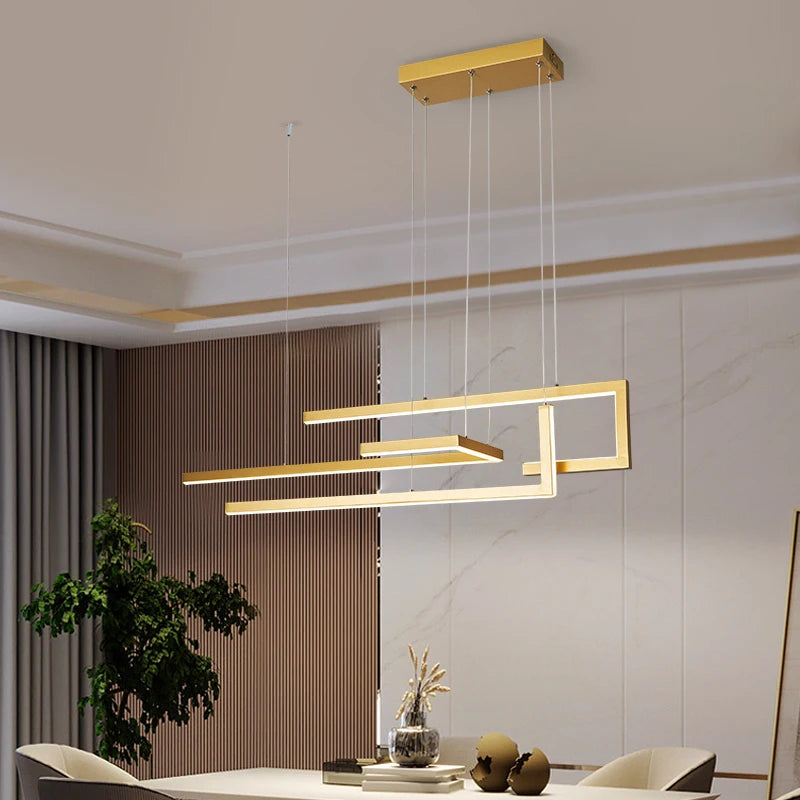 suspension à led moderne design rectangulaire intensité variable - vue 4 sur 10