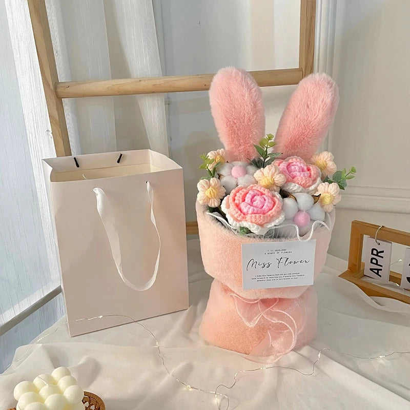 bouquet de roses tricotées cadeau de saint-valentin et noël en dessin animé - vue 8 sur 9