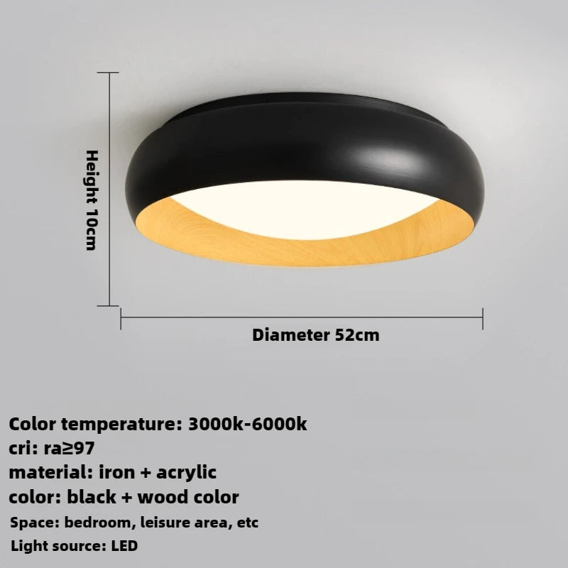lampe minimaliste japonaise rétro circulaire anti éblouissement éclairage doux - vue 9 sur 12