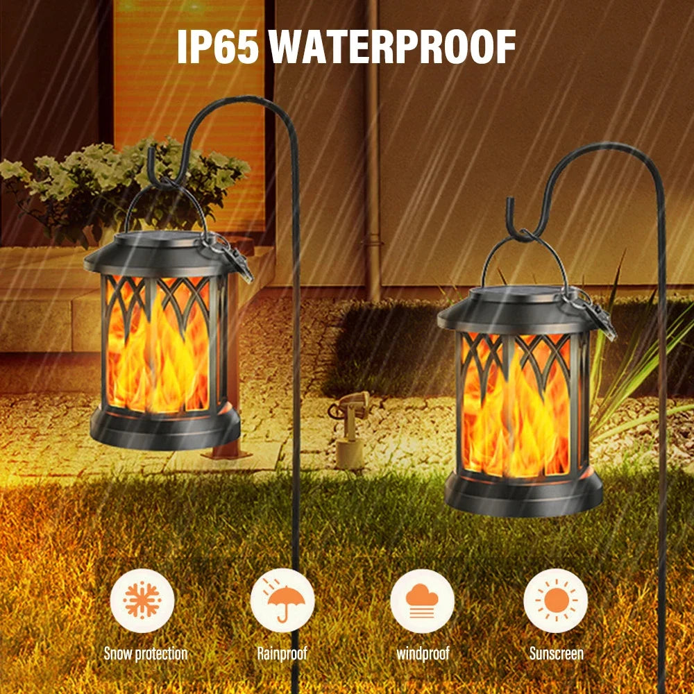 lanterne solaire suspendue imperméable à flammes vacillantes pour jardin - vue 9 sur 8