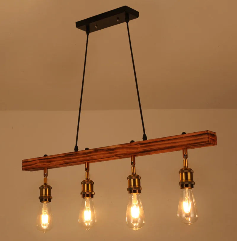 Rétro loft industriel bar lustre restaurant hot pot café lustre en bois magasin de vêtements fond mur spot