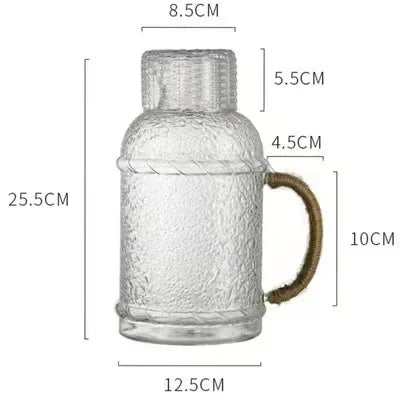 Bouteille en verre texturé style japonais résistance chaleur