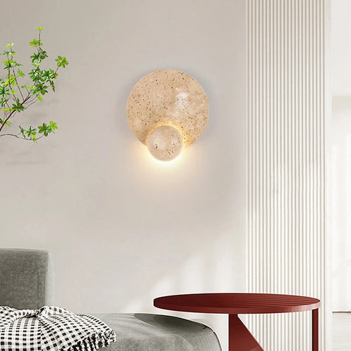 applique murale led ronde en pierre naturelle 3000k art déco