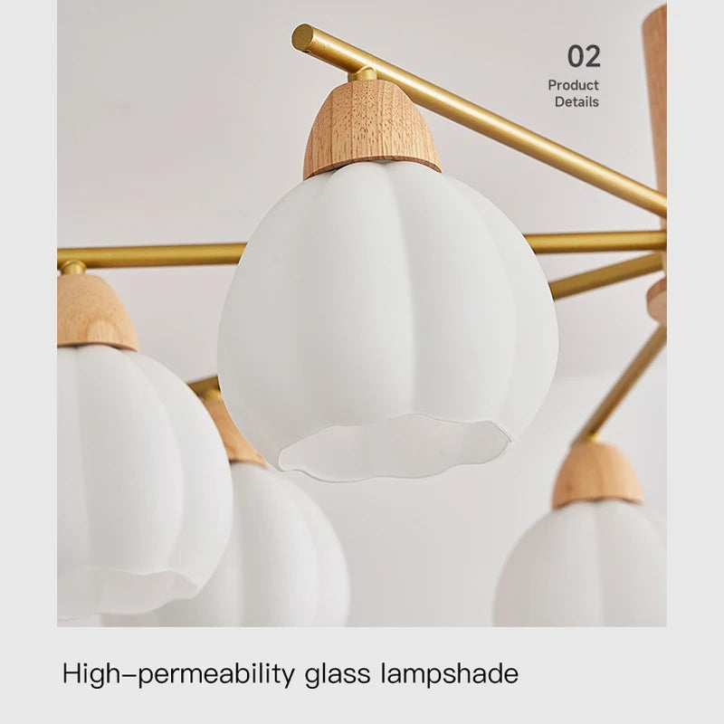 lustre en bois crème pour décoration moderne et style contemporain - vue 4 sur 10