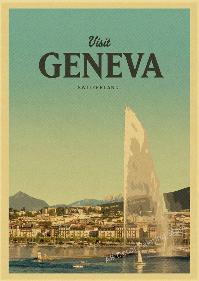 affiche rétro de voyage pour passionnés de tourisme