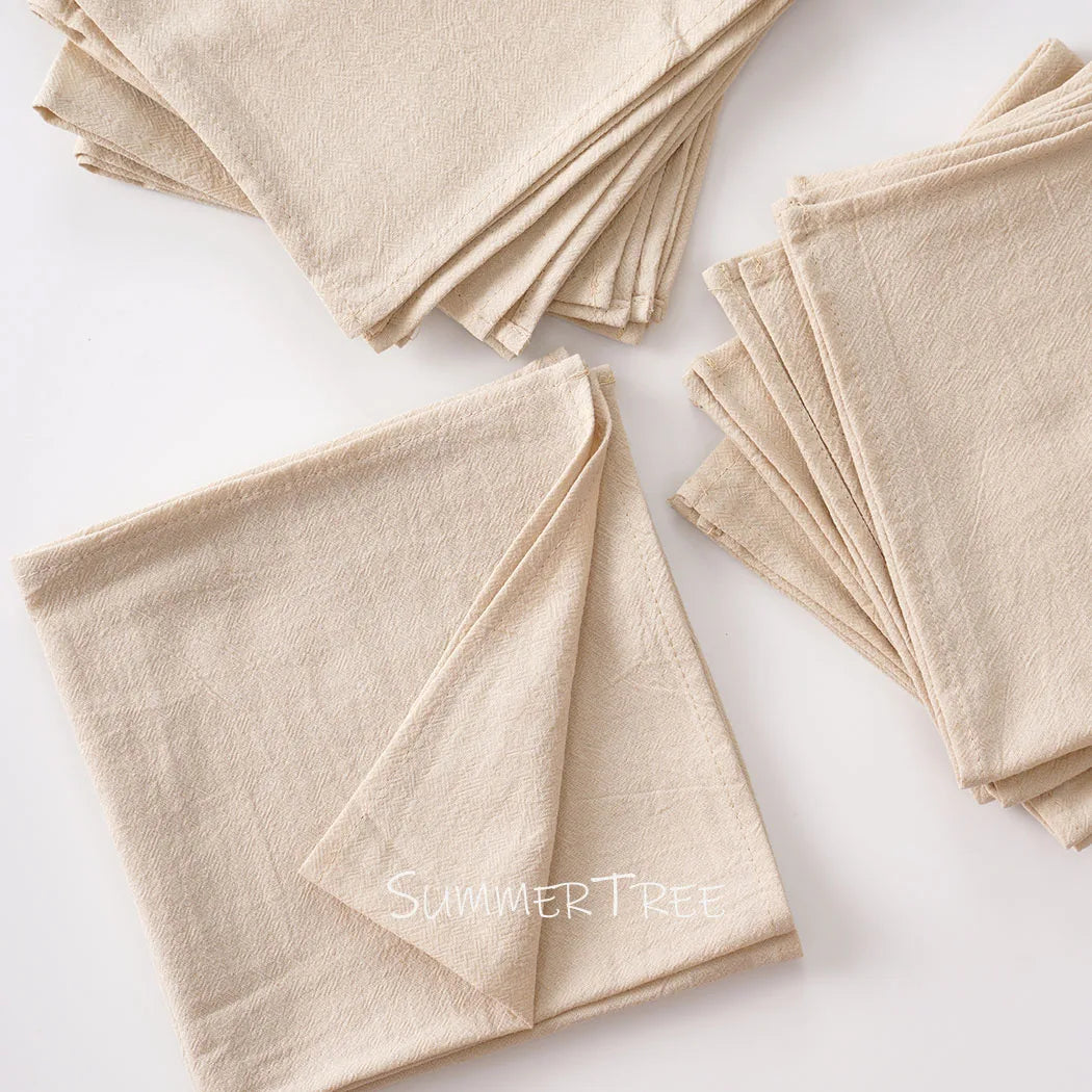Serviette de table lot 12 coton lavé vintage - vue 2 sur 7