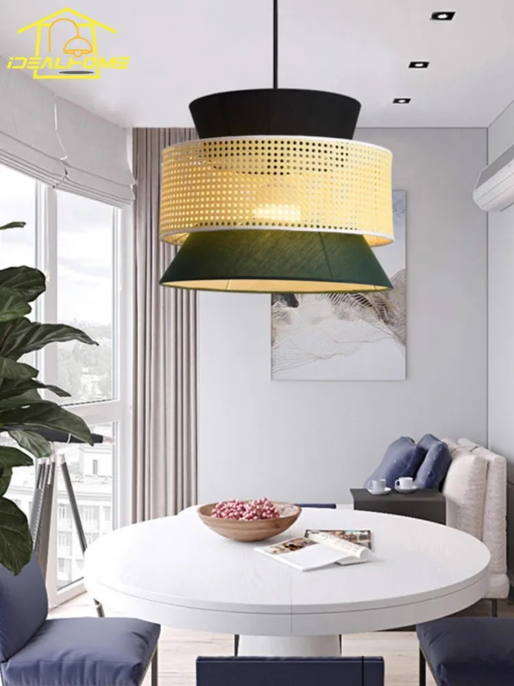 suspension en rotin tissé japonais style wabi-sabi décorative pour intérieur - vue 5 sur 27